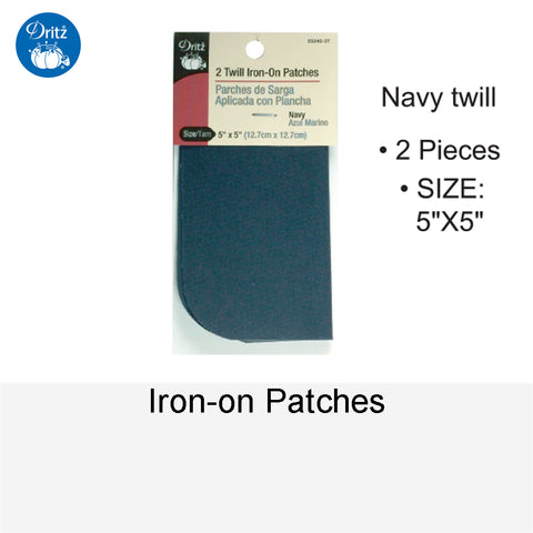 IRON-ON PATCHES NAVY TWILL