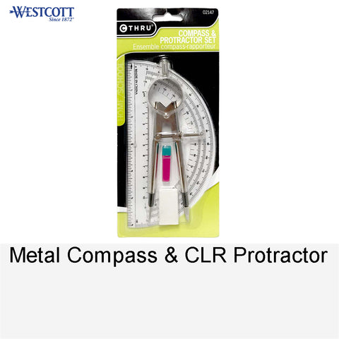 METAL COMPASS & CLEAR PROTRACTOR