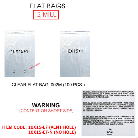 FLAT BAG 2 MILL 10" X 15"
