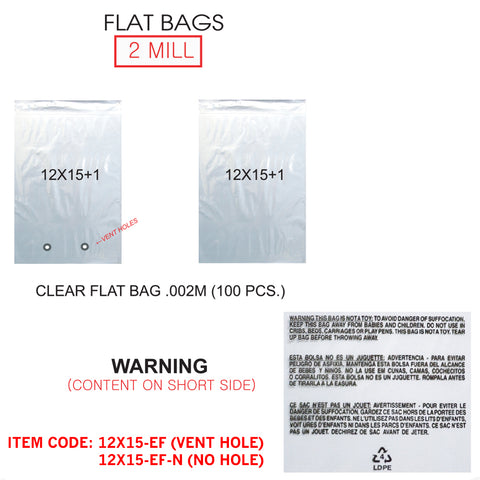 FLAT BAG 2 MILL 12" X 15"