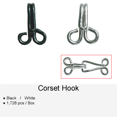Silver Metal Hook and Eye Closure - 0.375 x 0.8125 - Hook & Eyes