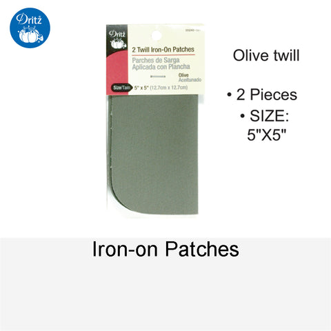 IRON-ON PATCHES OLIVE TWILL