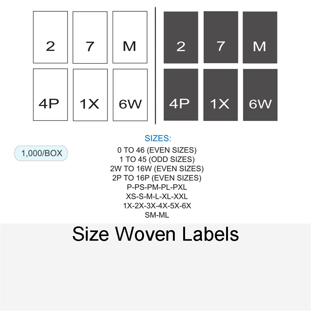 SIZE WOVEN LABELS – SIL THREAD INC