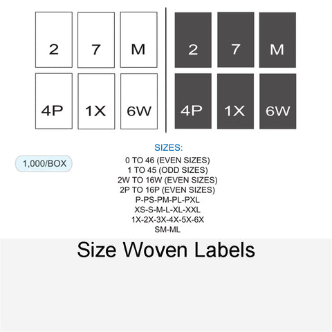 SIZE WOVEN LABELS