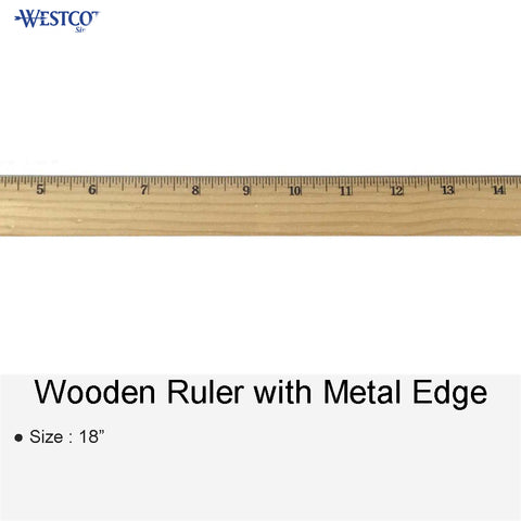 WOODEN RULER WITH METAL EDGE 18